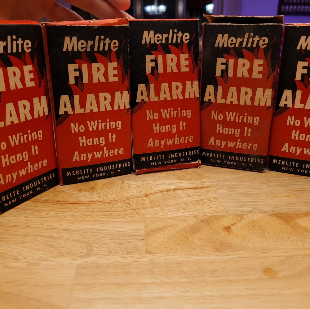 Vintage 1950's Merlite Fire Alarms w/ Original Box